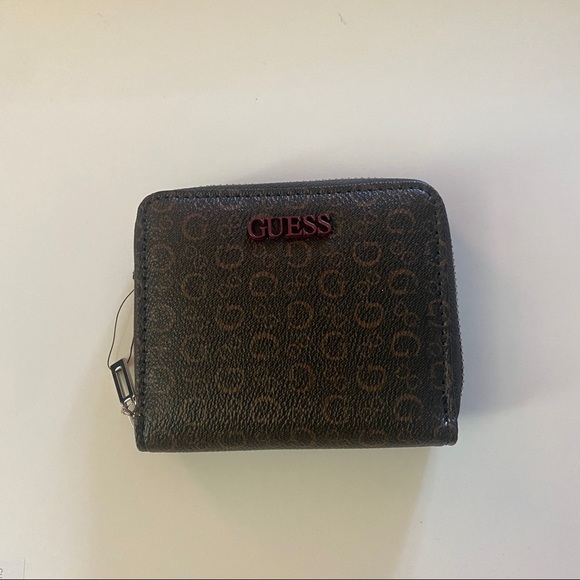 Brand New GUESS Wallet Brown G Logo Clutch NWT Small Coin Pouch Card Tempe SLG - Picture 2 of 6